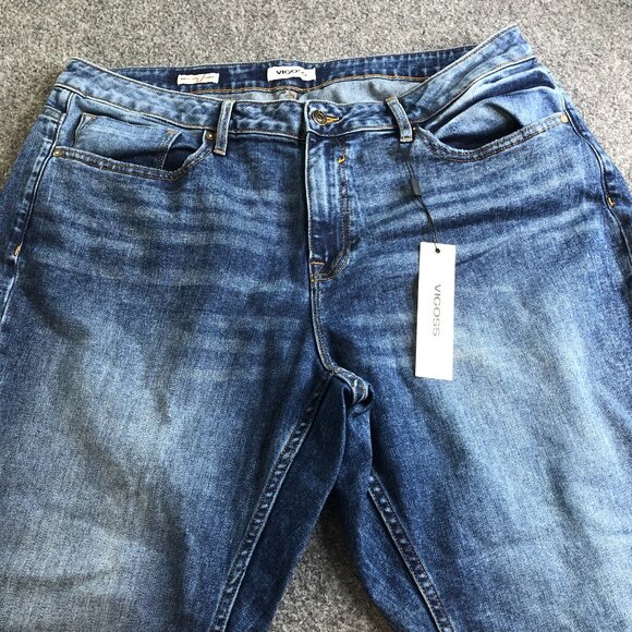Vigoss Jeans Womens 20W Blue Marley Straight High Rise Medium Wash Stretch Comfy - Picture 1 of 14